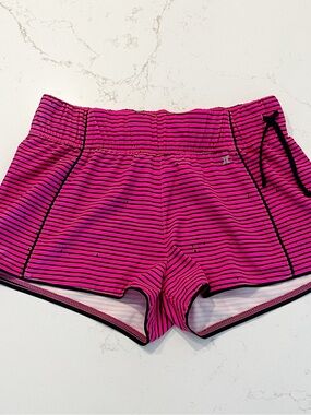 Hurley Pink and Black Striped Athletic Shorts